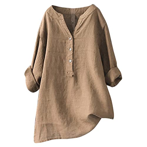 Grosse Grössen Damen Musselin Bluse Damen Oversized Tunika Hawaiihemd Damen Frauen Kleidung Musselin Leinenbluse Damen Sommer Longbluse Damen Grosse Grössen Damen Hawaii von Lxitoler