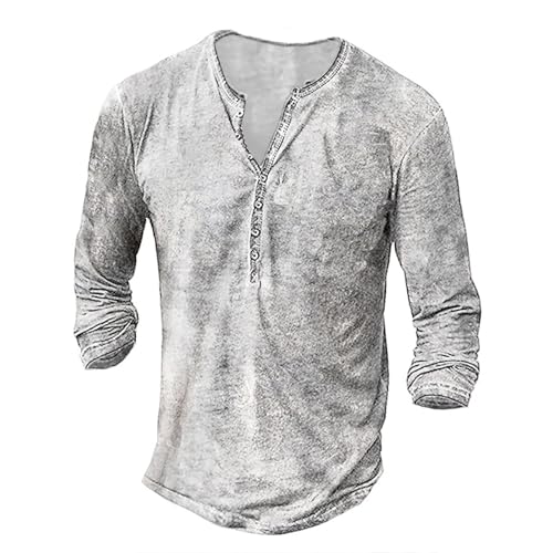 Herren T-Shirt Slim Fit Langarm Mit Knopfleiste - Lässiges Freizeithemd Männer von Lxitoler