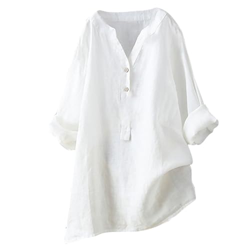 Leinenhemd Damen Bluse Musselin Damen Tunika Oberteile Damen Sommer Leinenhemd Damen Sommer Musselin Damen Bluse Musselin Damen Longbluse Damen Hemdbluse Damen Leinenhemd von Lxitoler
