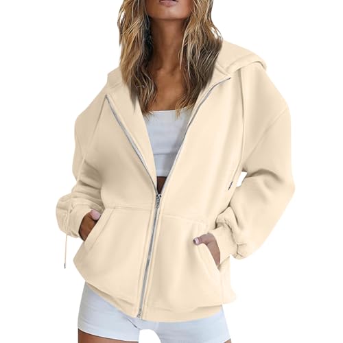 Lxitoler Hoodie Damen reißverschluss Hoodie Teenager mädchen Wintermode 2024 Damen Oversize Sweatjacke Damen Pullover Damen Reissverschluss Boucle Jacke Damen Oversize Pullover Pulli von Lxitoler