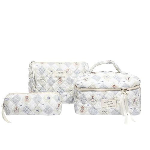 3 PCS Kosmetiktasche Blumen Groß Set für Mädchen Frauen Kosmetiktasche Kulturtasche Damen Gross Waschtasche Groß für Frauen, Alltag und Reisen (D1) von LxmQuyliven