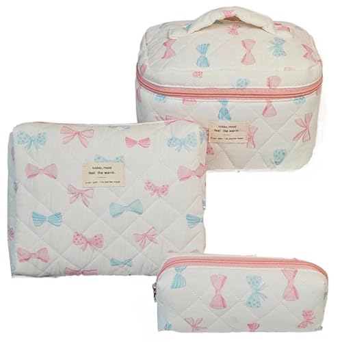 3 PCS Kosmetiktasche Blumen Groß Set für Mädchen Frauen Kosmetiktasche Kulturtasche Damen Gross Waschtasche Groß für Frauen, Alltag und Reisen (R) von LxmQuyliven
