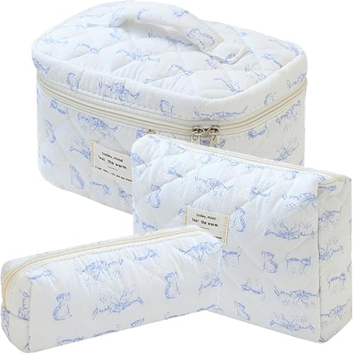 3-Piece Cosmetic Bag Set Kosmetiktasche Groß Emergency Kit Girls School Bag Aesthetic Stuff Clean Girl Coquette Aesthetic Cosmetic Tragbare Schminktasche für Mädchen Frauen (E1) von LxmQuyliven