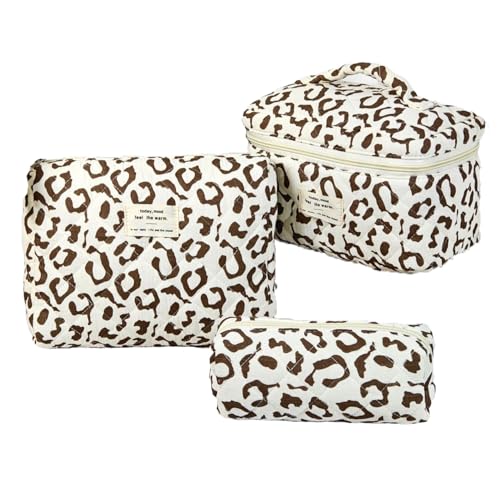 3 Stück Blumenmuster Kulturtasche Groß Set für Damen Mädchen Kosmetikbeutel mit Blümchen Makeup Bag für Urlaub Must Haves Organizer Tasche für Pflege & Reise Toilettentasche Damen (G) von LxmQuyliven
