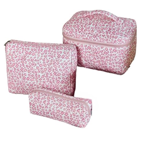 3 Stück Blumenmuster Kulturtasche Groß Set für Damen Mädchen Kosmetikbeutel mit Blümchen Makeup Bag für Urlaub Must Haves Organizer Tasche für Pflege & Reise Toilettentasche Damen (Q) von LxmQuyliven
