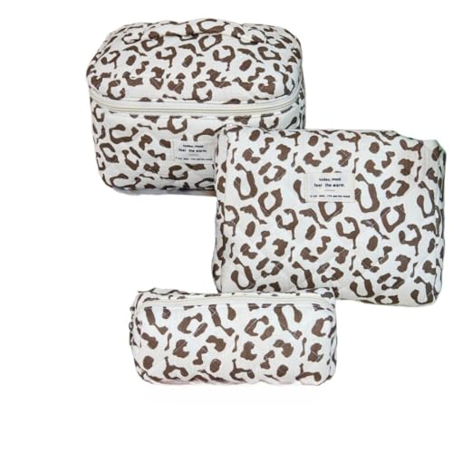 3 Stück Kulturbeutel Set Mädchen Toiletttasche Make Up Tasche Aesthetic Stuff Clean Girl Kosmetiktasche Blumen Tragbare Schminktasche für Mädchen Frauen (S) von LxmQuyliven