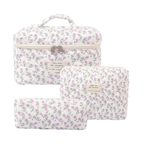 3er Kosmetiktasche Damen Groß Tragbare Makeup Tasche Makeup Bag für Urlaub Must Haves Organizer Tasche für Pflege & Reise Emergency Kit Girls School Bag (A) von LxmQuyliven
