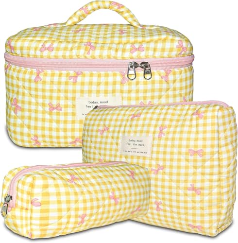 3er Kosmetiktasche Damen Groß Tragbare Makeup Tasche Makeup Bag für Urlaub Must Haves Organizer Tasche für Pflege & Reise Emergency Kit Girls School Bag (H) von LxmQuyliven