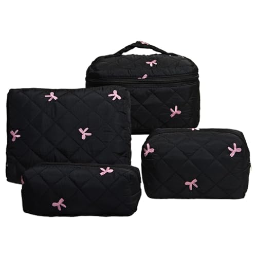 4 Stück Set Kosmetiktasche Kosmetiktasche Blumen für Mädchen Frauen Cosmetic Bag Handtasche Reißverschluss Organizer Tasche EmergencyKit Girls School Bag (V) von LxmQuyliven