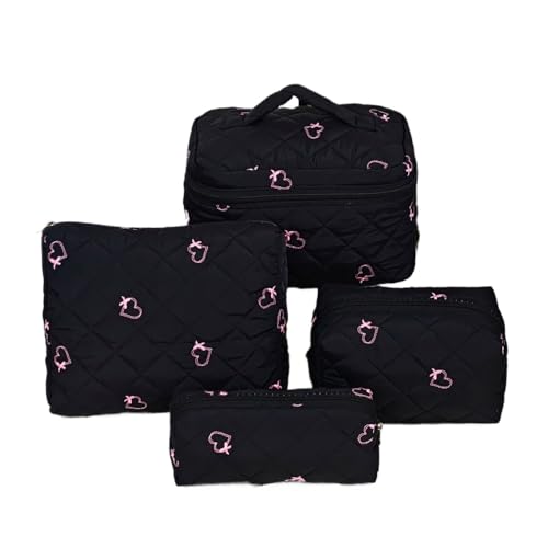 4PCS Kulturbeutel Damen Set Cosmetic Bag Kosmetiktasche Groß Reise Kosmetiktasche Damen Kulturbeutel Make Up Tasche, Tragbare Schminktasche für Mädchen Frauen (L) von LxmQuyliven