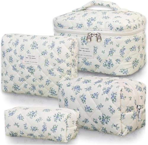 4er Kosmetiktasche Set Kulturtasche Damen Mit Blumenmuster Gesteppte Kulturtasche Emergency Kit Girls School Bag Kosmetiktasche Groß Niedliche Reise-KosmetiktaschefFür Die Geldbörse (C) von LxmQuyliven