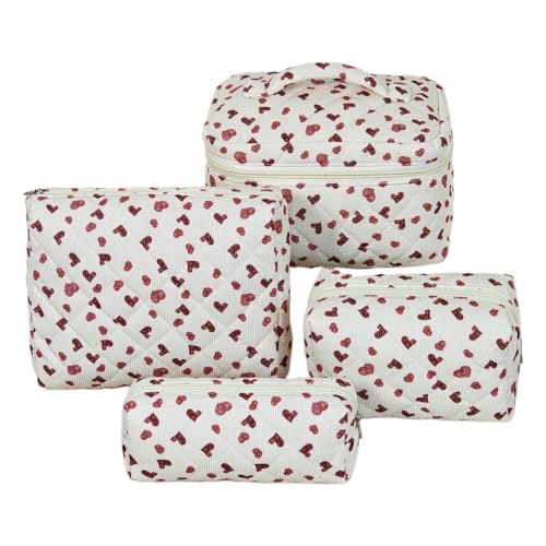 4er Kosmetiktasche Set Kulturtasche Damen Mit Blumenmuster Gesteppte Kulturtasche Emergency Kit Girls School Bag Kosmetiktasche Groß Niedliche Reise-KosmetiktaschefFür Die Geldbörse (H) von LxmQuyliven