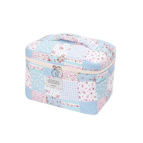 Aesthetic Stuff Clean Girl Blumenmuster Kulturtasche Tragbare Makeup Tasche Kosmetiktasche Damen Groß Beauty Case Waschtasche Groß für Frauen, Alltag und Reisen (A1) von LxmQuyliven