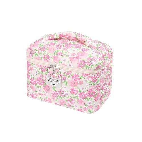 Aesthetic Stuff Clean Girl Blumenmuster Kulturtasche Tragbare Makeup Tasche Kosmetiktasche Damen Groß Beauty Case Waschtasche Groß für Frauen, Alltag und Reisen (U) von LxmQuyliven