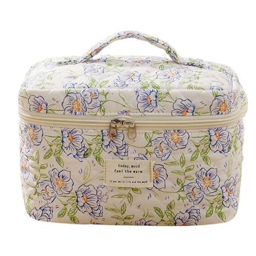 Aesthetic Stuff Clean Girl Blumenmuster Kulturtasche Tragbare Makeup Tasche Kosmetiktasche Damen Groß Beauty Case Waschtasche Groß für Frauen, Alltag und Reisen (X) von LxmQuyliven