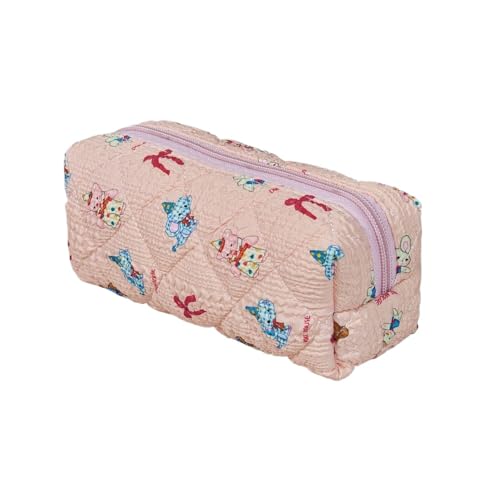 Kosmetiktasche Blumen Cosmetic Bag Girls with Floral Pattern Pink Cosmetic Bag Soft Cotton Material Multifunctional Cute Beauty Bag (C) von LxmQuyliven
