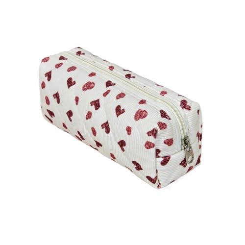 Kosmetiktasche Blumen Cosmetic Bag Girls with Floral Pattern Pink Cosmetic Bag Soft Cotton Material Multifunctional Cute Beauty Bag (E) von LxmQuyliven