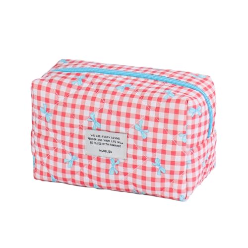 Kosmetiktasche Blumen Cosmetic Bag Girls with Floral Pattern Pink Cosmetic Bag Soft Cotton Material Multifunctional Cute Beauty Bag (X) von LxmQuyliven