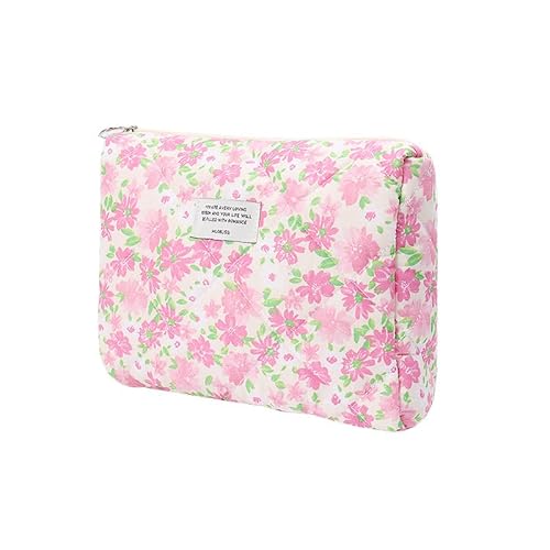Kosmetiktasche Handtasche Reißverschluss Organizer Tasche Kosmetiktasche Damen Groß Gesteppte Kulturtasche Tragbare Schminktasche für Mädchen Frauen (A1) von LxmQuyliven