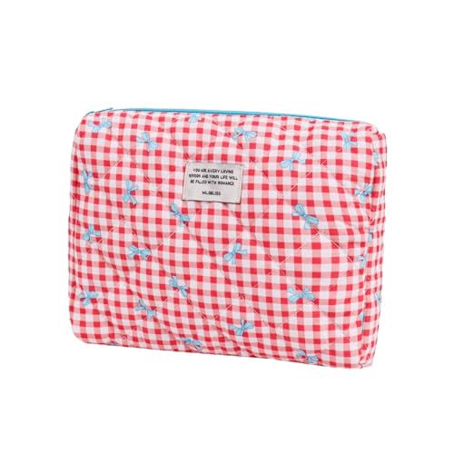 Kosmetiktasche Handtasche Reißverschluss Organizer Tasche Kosmetiktasche Damen Groß Gesteppte Kulturtasche Tragbare Schminktasche für Mädchen Frauen (B) von LxmQuyliven