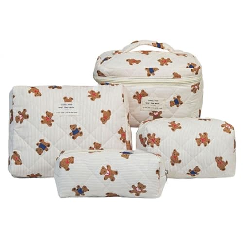Kosmetiktasche Set Toilettentasche Damen Tragbare Makeup Tasche Blumenmuster Kulturtasche Kosmetikbeutel mit Blümchen für Make-up-Pinsel und Beauty-Utensilien (Y) von LxmQuyliven