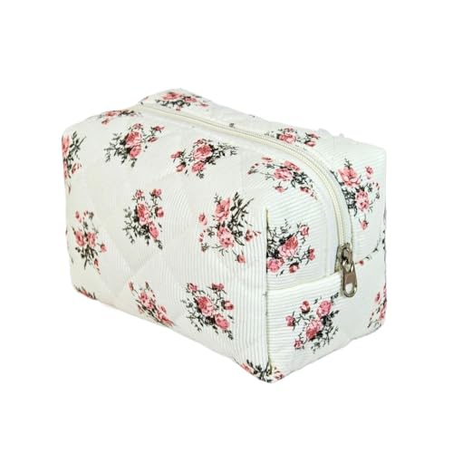 Reise Kosmetiktasche Damen kulturtascheBlumen Cosmetic Bag Gesteppte Kleine Reise Blumenmuster für Make-Up-Pinsel Und Beauty-Utensilien (F) von LxmQuyliven