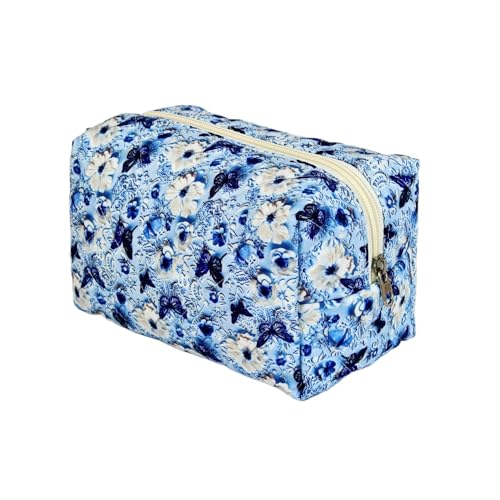 Reise Kosmetiktasche Damen kulturtascheBlumen Cosmetic Bag Gesteppte Kleine Reise Blumenmuster für Make-Up-Pinsel Und Beauty-Utensilien (G) von LxmQuyliven