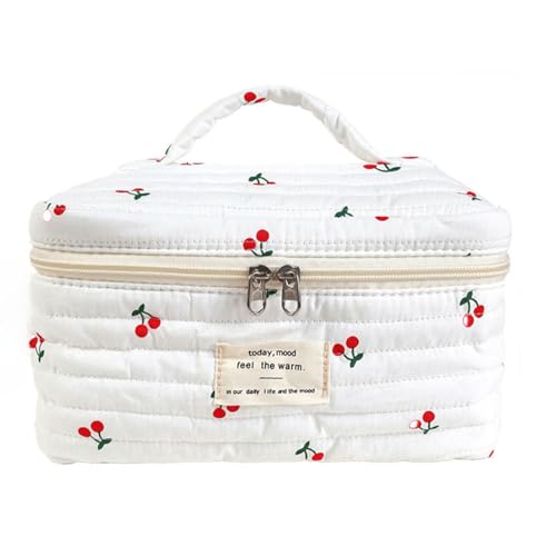 Waschtasche Groß Blumen Tragbare Makeup Tasche Make Up Bag Emergency Kit ReißVerschlusstasche Mit Blauen Kosmetiktasche Damen Groß Für Frauen, Alltag Und Reisen (A) von LxmQuyliven