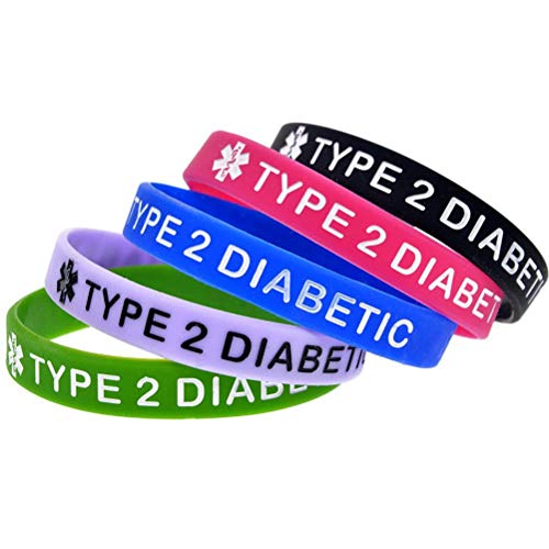 Lybring 5 Stück Typ 2 Diabetes-Silikon-Armbänder, weiche Armbänder Standard-Erwachsenen-Handgelenk Lybring 5 Stück Typ 2 Diabetes-Silikon-Armbänder, weiche Armbänder Standard-Erwachsenen-Handgelenk von Lybring