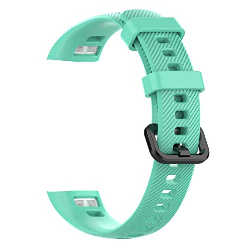 Lybring Armband kompatibel für Huawei Band 3 Pro/4 Pro, weiches Silikon, Ersatz-Armband, Schutzarmband für Huawei Band 3 Pro/4 Pro, Blaugrün von Lybring