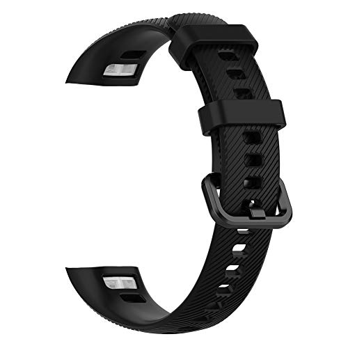 Lybring Armband kompatibel für Huawei Band 3 Pro/4 Pro, weiches Silikon Ersatz Armband Schutz Armband Band für Huawei Band 3 Pro/4 Pro, Schwarz von Lybring