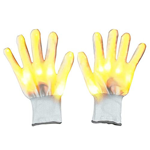 Lychee LED Leucht Handschuhe für Erwachsene,6 Blinkmodie,Skeleton Leuchtende Handschuhe Party/Tanzen/Weihnacht/Halloween/Clubs (gelb) von Lychee