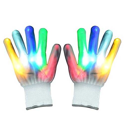 Lychee LED Leucht Handschuhe für Erwachsene,6 Blinkmodie,Skeleton Leuchtende Handschuhe Party/Tanzen/Weihnacht/Halloween/Clubs (Bunt) von Lychee
