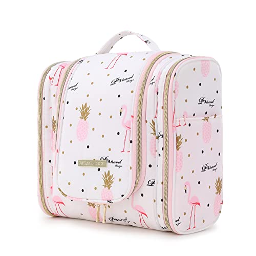 Kulturtasche zum Aufhängen für Damen, Lychii Reise Kulturbeutel Kosmetiktasche, Makeup Tasche Waschtaschel Organizer, Wasserdichter Hygienebeutel - Flamingo von Lychii