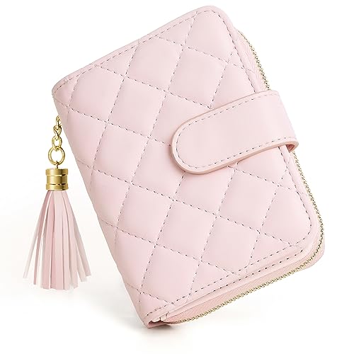 Lychii Damen Geldbeutel, Gesteppte PU Leder Kleine Geldbörse mit RFID Blockier, Kleine Brieftasche für Scheine, Münzen und Karten - Rosa von Lychii