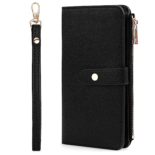 Lychii Reisepass Schutzhülle, Reisepass Brieftasche aus Kunstleder mit RFID Blockier, Travel Wallet Organizer für Impfpass, Kreditkarten, Ausweis und Reisedokumente, Schwarz von Lychii