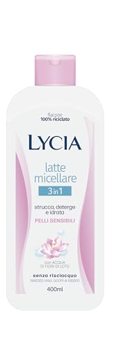 Lycia - Micellare Gesichtsreinigungsmilch 3 in 1 Sensible Haut mit Hyaluronsäure, Euphrasie und Arganöl, Make-up, reinigt und befeuchtet Gesicht Augen und Lippen, 400 ml von Lycia