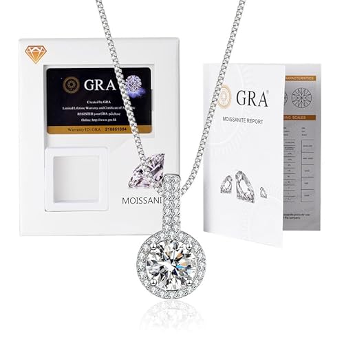 Lyciel High End Moissanite Anhänger Halskette für Frauen, 1CT s925 rein versilbert mit Platin, Jubiläumsgeschenk, Geburtstagsgeschenk (BTXL-018,5A zircon imitation moissanite diamond) von Lyciel