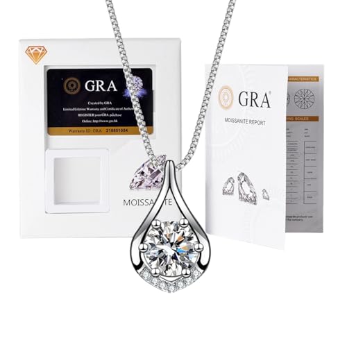 Lyciel High End Moissanite Anhänger Halskette für Frauen, 1CT s925 rein versilbert mit Platin, Jubiläumsgeschenk, Geburtstagsgeschenk (BTXL-023,Inlaid with genuine moissanite diamonds) von Lyciel