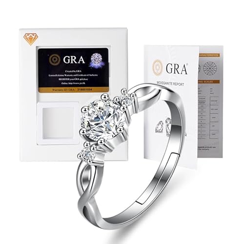 Lyciel S925 Reines Silber Moissanit Ring 1/2 CT D Farbe VVS1 Klarheit, 18K Weißgold plated, Geschenk für Frauen (BTJZ-009/5.0mm0.5CT,5A zircon imitation moissanite diamond) von Lyciel