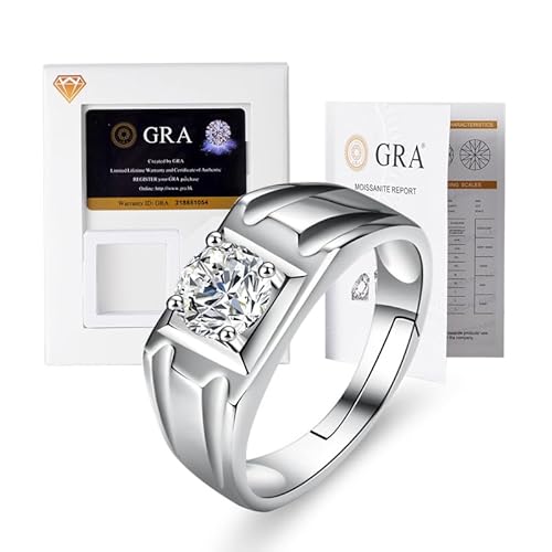 Lyciel S925 Reines Silber Moissanit Ring 1/2 CT D Farbe VVS1 Klarheit, 18K Weißgold plated, Geschenk für Frauen (BTJZ-019/6.0mm0.8CT,5A zircon imitation moissanite diamond) von Lyciel