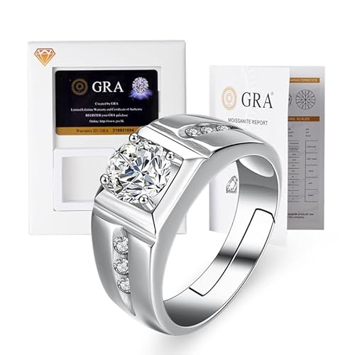 Lyciel S925 Reines Silber Moissanit Ring 1/2 CT D Farbe VVS1 Klarheit, 18K Weißgold plated, Geschenk für Frauen (BTJZ-021/6.5mm1CT,Inlaid with genuine Moissanite diamonds) von Lyciel