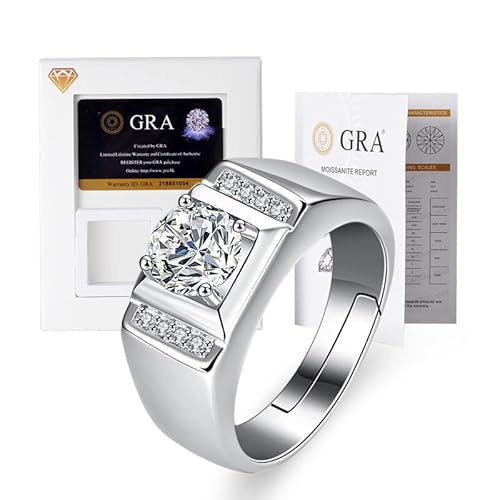Lyciel S925 Reines Silber Moissanit Ring 1/2 CT D Farbe VVS1 Klarheit, 18K Weißgold plated, Geschenk für Frauen (BTJZ-022/6.5mm1CT,Inlaid with genuine Moissanite diamonds) von Lyciel