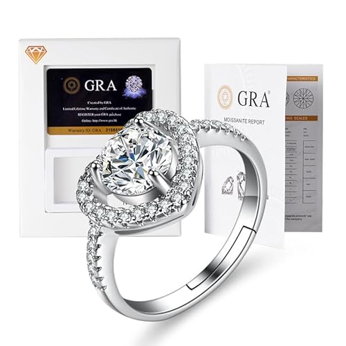 Lyciel S925 Reines Silber Moissanit Ring 1/2 CT D Farbe VVS1 Klarheit, 18K Weißgold plated, Geschenk für Frauen (BTJZ-030/6.5mm1CT,Inlaid with genuine Moissanite diamonds) von Lyciel