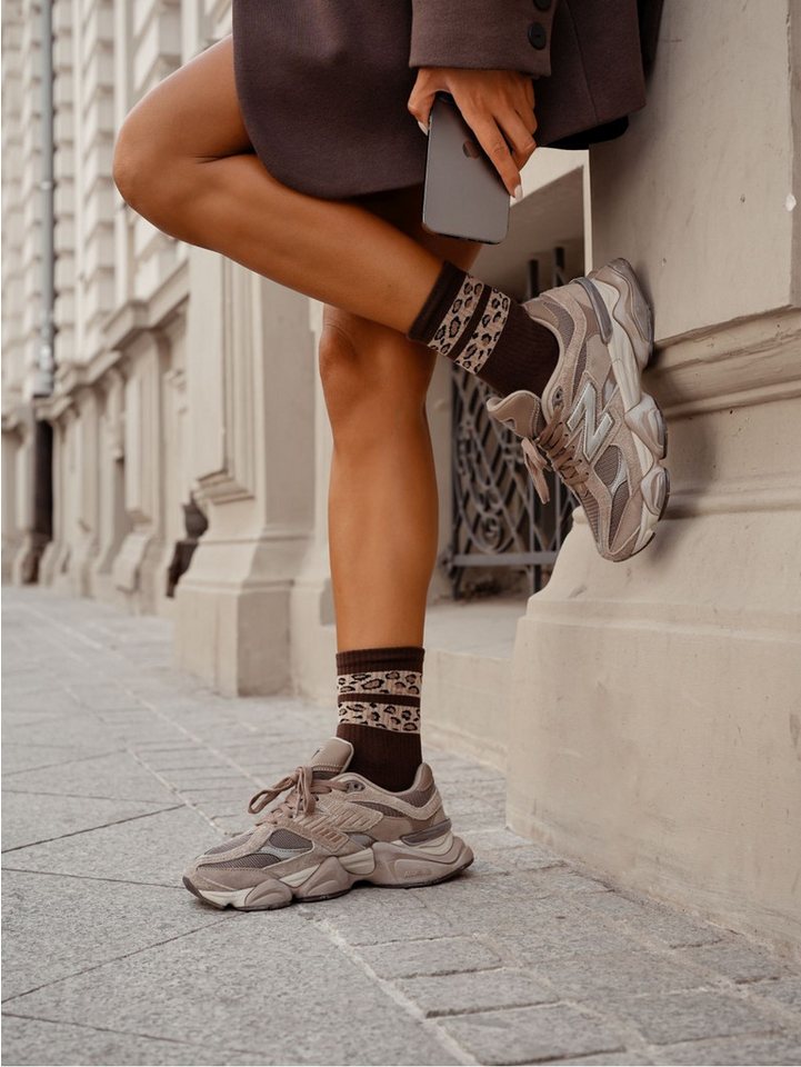 Lycille Langsocken 1 Paar moderne Langsocken 37/41 aus Baumwolle mit Tiermuster-Streifen von Lycille