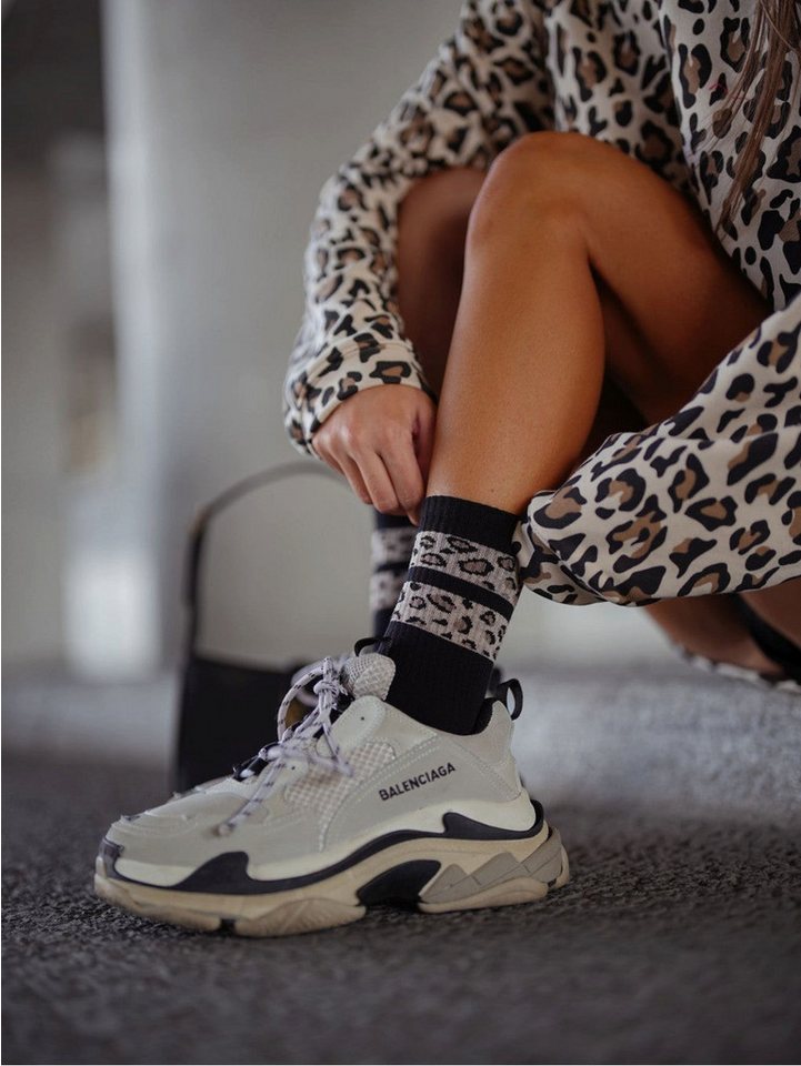 Lycille Langsocken 1 Paar moderne Langsocken 37/41 aus Baumwolle mit Tiermuster-Streifen von Lycille