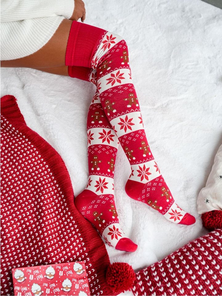 Lycille Overknees Elegante Overknees-Strümpfe aus Baumwolle 37/41 mit Lebkuchen von Lycille