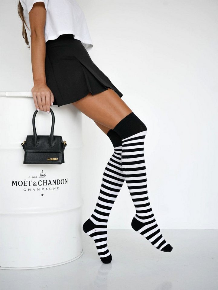Lycille Overknees Overknee-Strümpfe aus Baumwolle 37/41 mit Streifenmuster von Lycille
