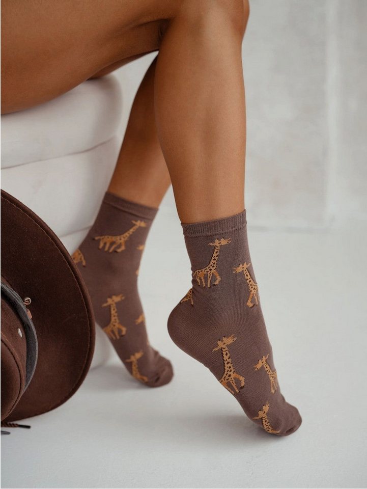 Lycille Socken 1 Paar Lycille Socken 37/41 aus Baumwolle GIRAFFEN-Muster von Lycille