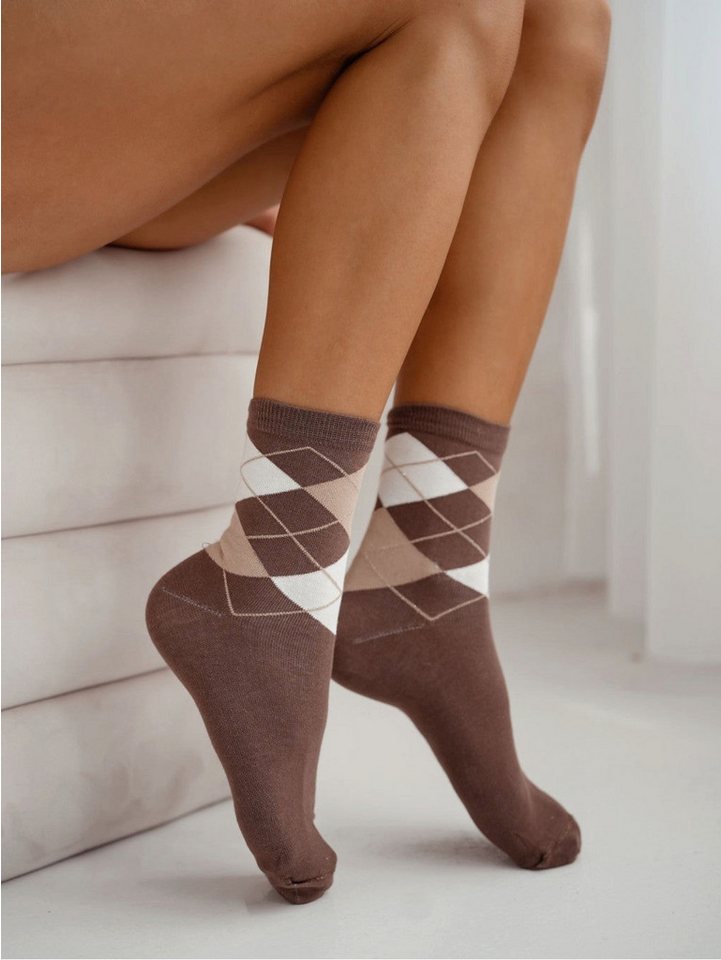 Lycille Socken 1 Paar Lycille Socken 37/41 aus Baumwolle KARO-Muster von Lycille